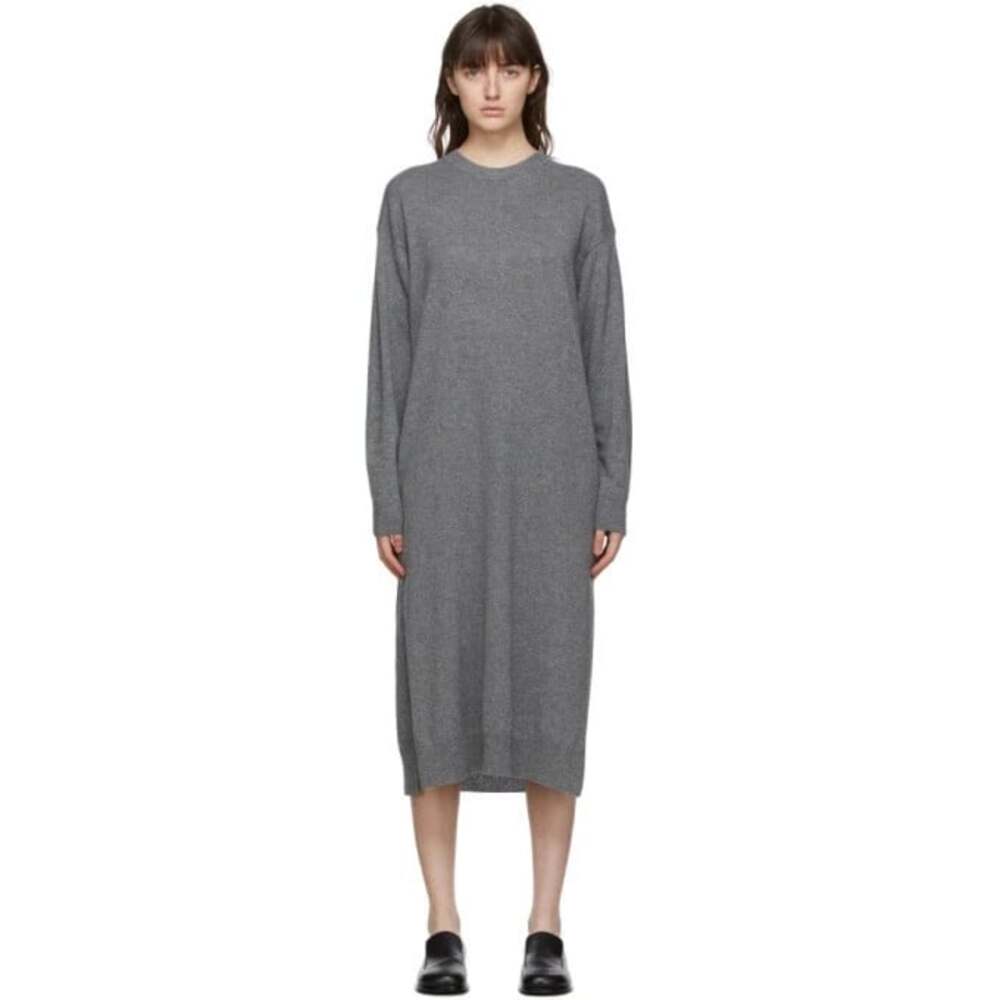 The Row Anibale Dress US S Womens Dark Gray Cashmere Midi $2190